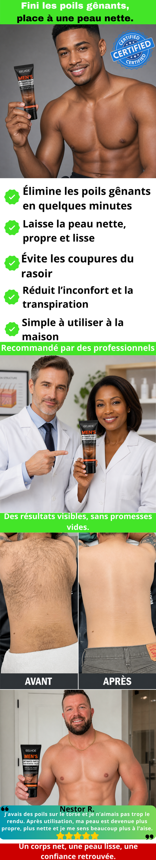 Crème dépilatoire homme pour une peau nette et propre