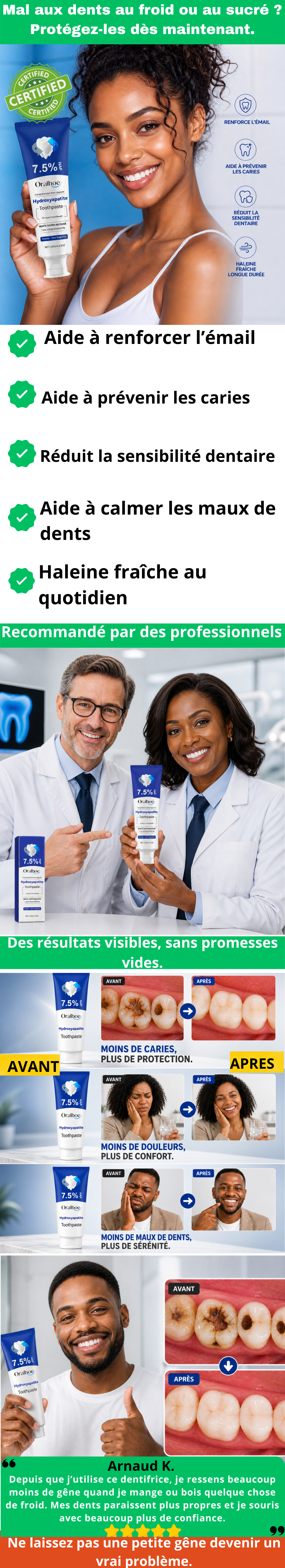 Dentifrice Hydroxyapatite pour Dents Sensibles