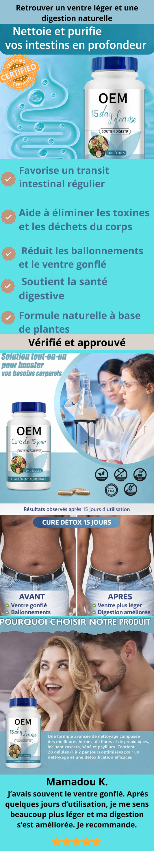 Capsules Détox Intestinales 15 Jours