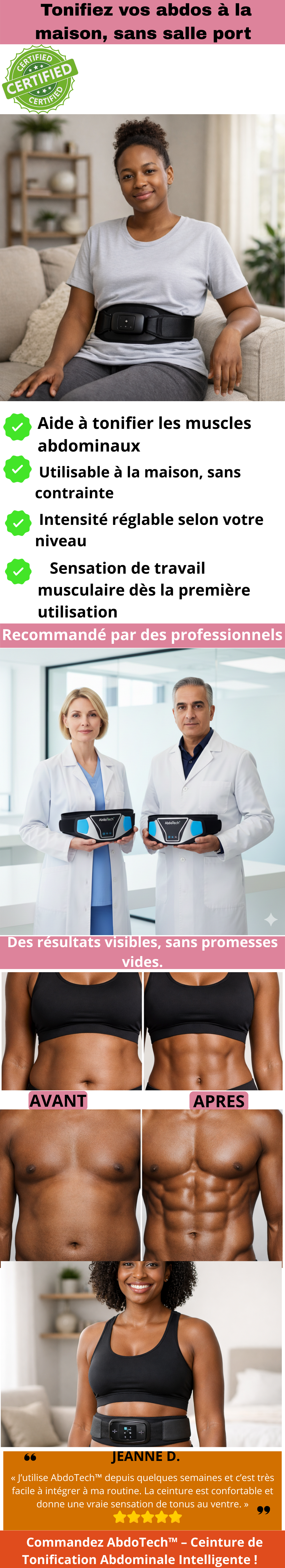 AbdoTech™ Ceinture de Tonification Abdominale Intelligent